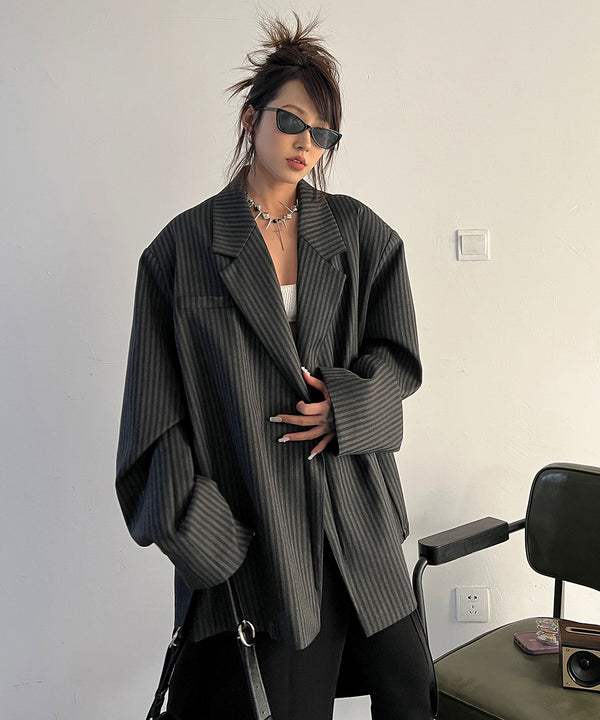 Striped Buttonless Jacket